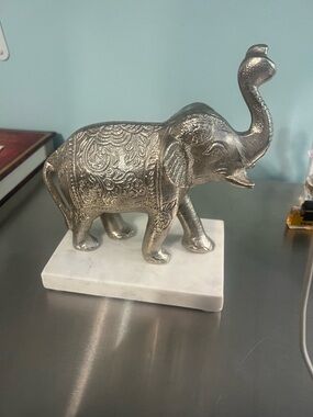 Heavy Metal Patterned Elephant on Stone Base